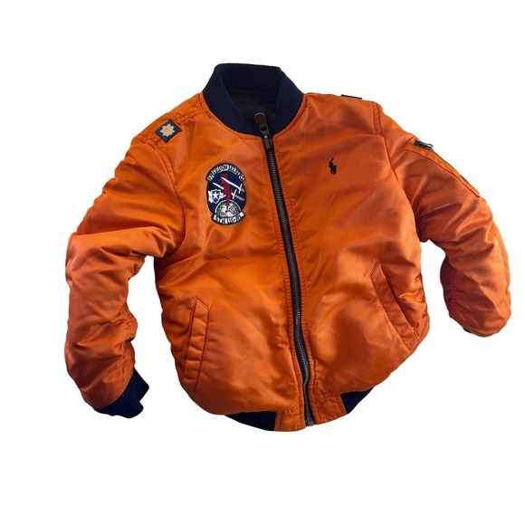 Polo Ralph Lauren Reversible MA1 Bomber Jacket Flight Patches Pilot Sz 7Y - Picture 3 of 9